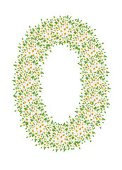 O, daisy flower alphabet isolated on white background