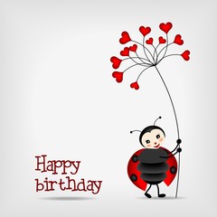 ladybug with flower - birthday card