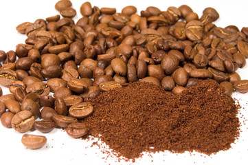 ground coffee and beans