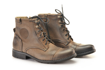 A pair of man's leather shoes isolated on white