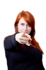woman pointing at you