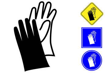 Wear gloves pictogram and signs