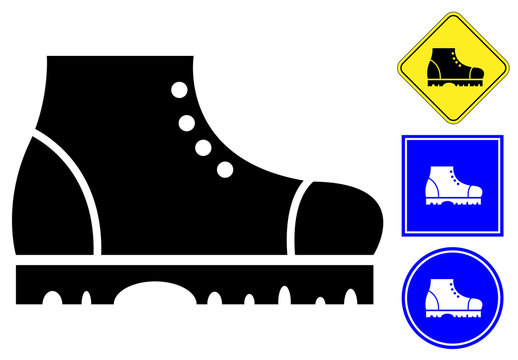Safety shoes pictogram and sign