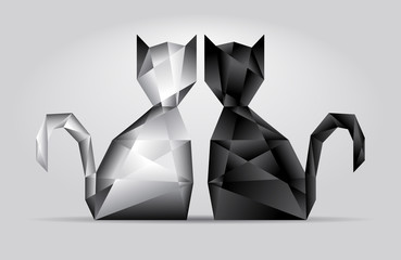 Cat couple made of diamonds