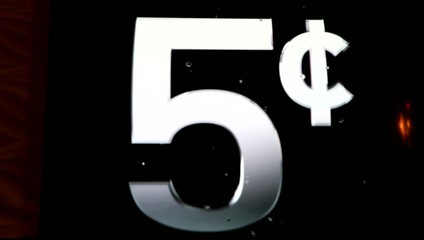 Casino -Money counter display, 1 cent, 2 cents, 5 cents