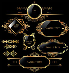 Elegant gold and black labels