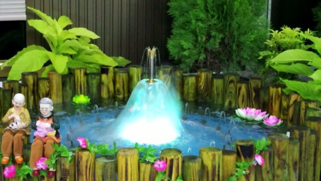 Fountain with Light in mini garden