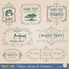 Frame, border, ornament and element in vintage style