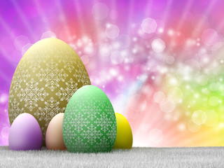 Easter eggs on colored background