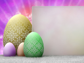 Easter template - eggs and copy space on colored background