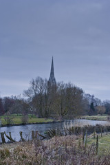 Salisbury cathedral at dawn