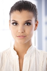 Closeup portrait of beautiful young woman