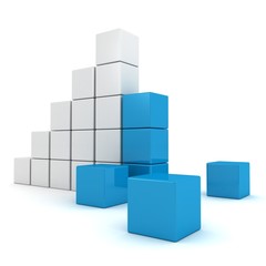 Bar chart diagram with top leader of blue blocks