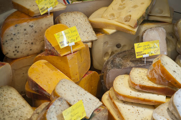 Cheese in counter in store