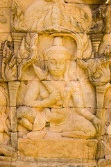 Fototapeta na wymiar Deva carving, Angkor Thom, Cambodia
