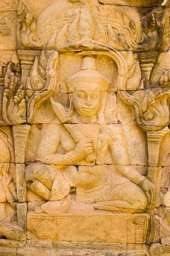 Deva carving, Angkor Thom, Cambodia