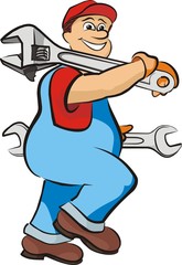 smiling mechanic - in working clothes
