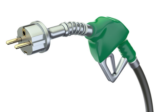 Gas pump nozzle with electric plug