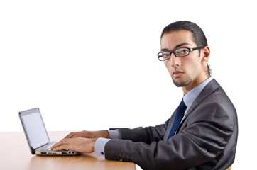 Busissman working on the laptop