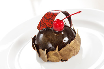 chocolate pastry with cherry