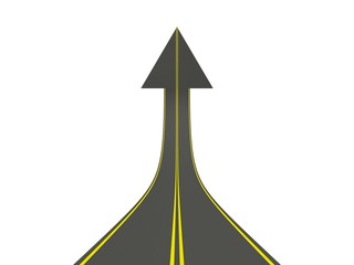Fototapeta premium Arrow shapeâ road isolated on white