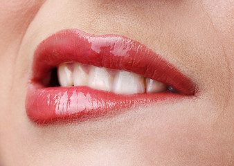 beautiful make up of gloss lips