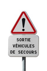 Panneau de danger ' sortie véhicules sapeurs pompiers '