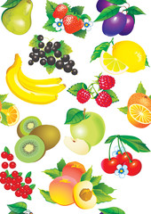 Seamless pattern of juicy fruits.