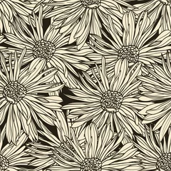 Crédence de cuisine en verre imprimé Fleurs noir et blanc fond d& 39 écran floral sans soudure