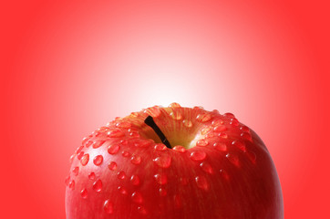 Fresh apple with water droplets