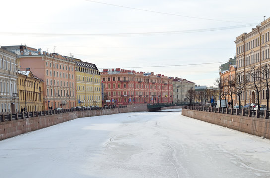 The historical part of St. Petersburg, Russia in winter