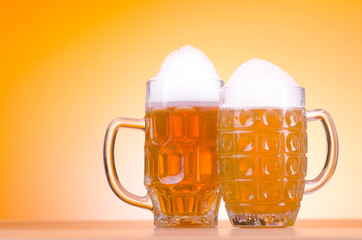 Beer glass on the table