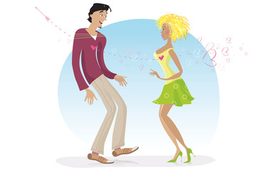 Couple shot by Cupid arrow