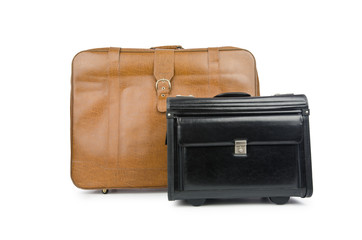 Travel concept with suitcase on white