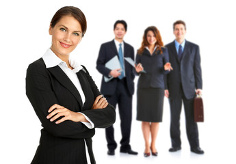 Woman and group of business people.
