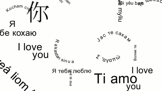 Flying words I Love You in the languages ​​of the world