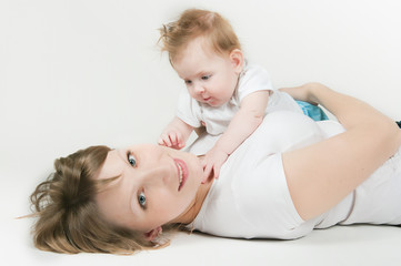 Happy mum with the babe