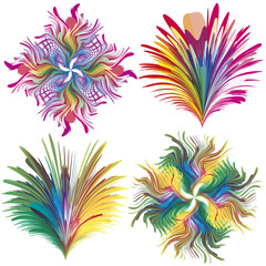 Fototapeta na wymiar Set of baroque vector flowers in rainbow colors