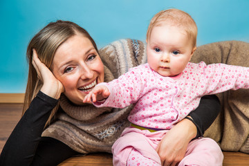 Mother with infant girl