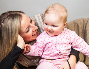 Mother with infant girl
