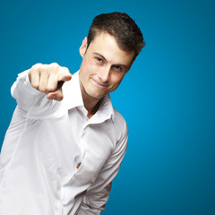 man pointing with finger