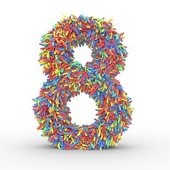 Texteffekt bunte Haare Zahl 8