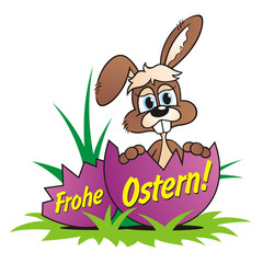 Easter Bunny looking out from a Egg