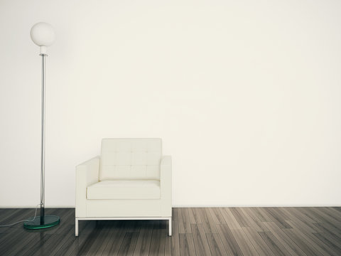 Minimal modern comfortable interior armchair, 3d image