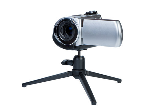 Camcorder on a small tripod