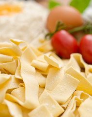 Ingredients for tagliatelle with tomato sauce