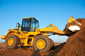 wheel loader excavator at work