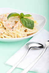 Italian pasta with smoked salmon