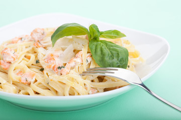 Italian pasta with smoked salmon
