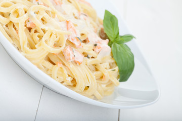 Italian pasta with smoked salmon